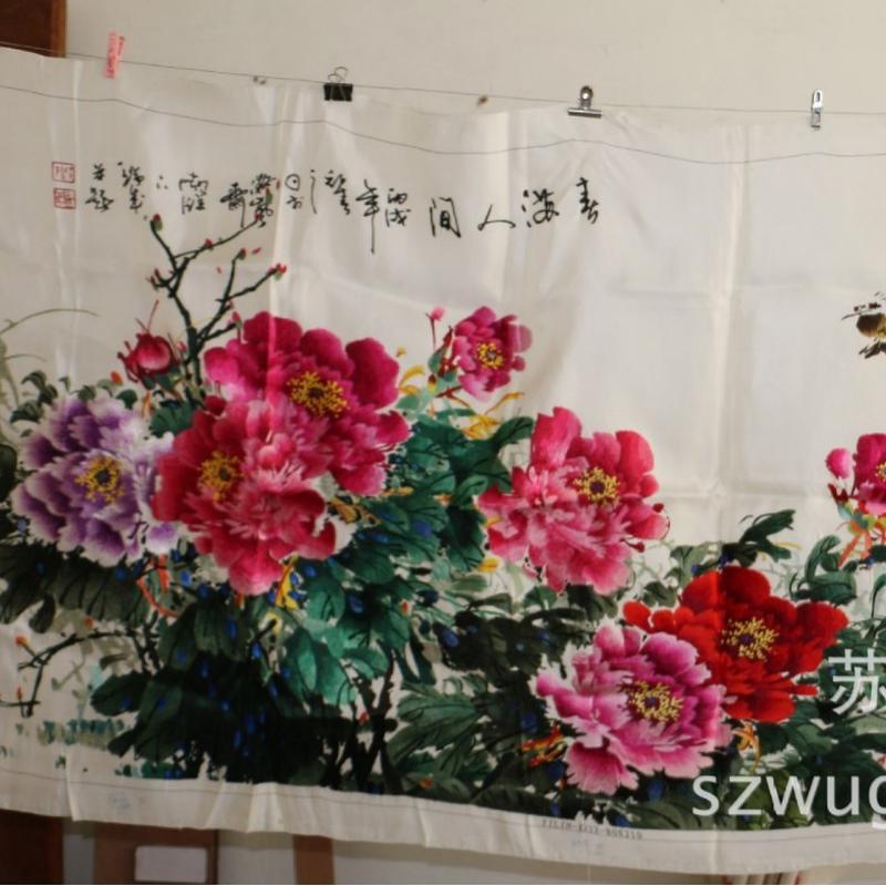批发工艺品苏绣客厅会议室装饰画新款手工刺绣牡丹绣片