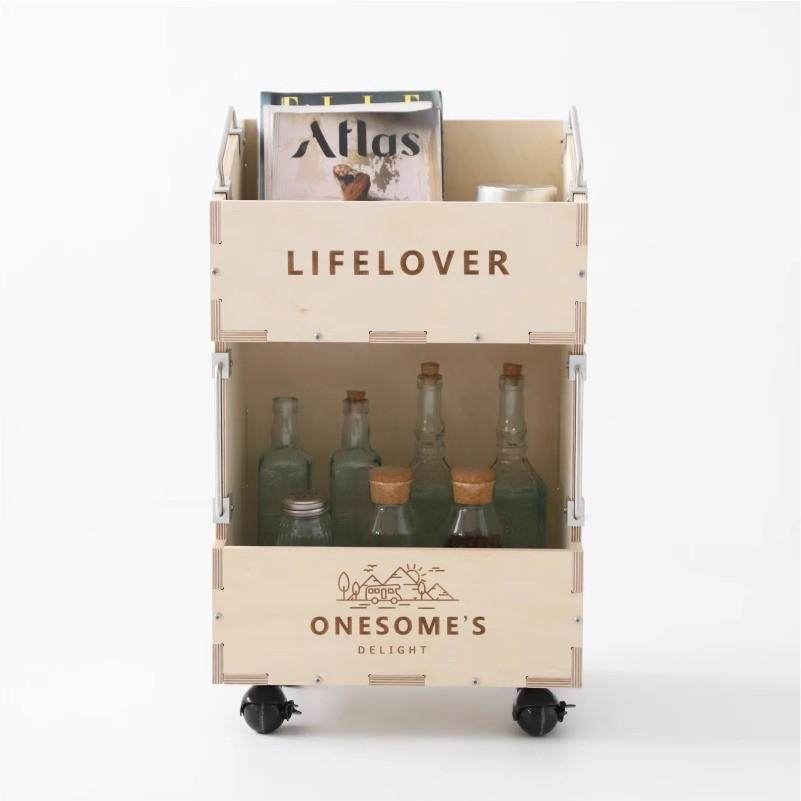 【塞尚双层手推车置物架】滑轮酒水收纳可移动商用木质小推车,收纳整理,家用收纳手推车,淘宝优惠券,粉丝福利购,淘宝优惠卷