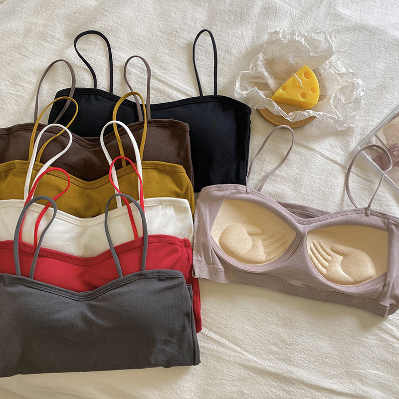 春季新款外穿小吊带背心女设计感小众内搭美背裹胸带胸垫辣妹上衣