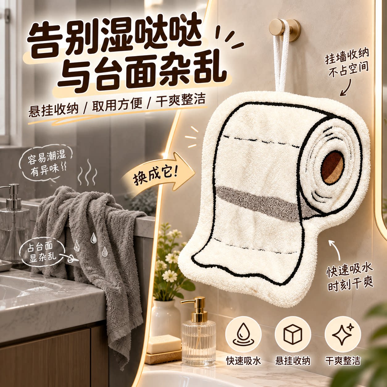 卷纸可挂双层加厚吸水擦手巾