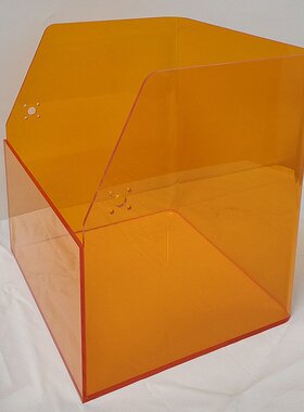 工厂热弯丝印加工 透明橙色亚克力打印机罩子 有机玻璃五面盒子