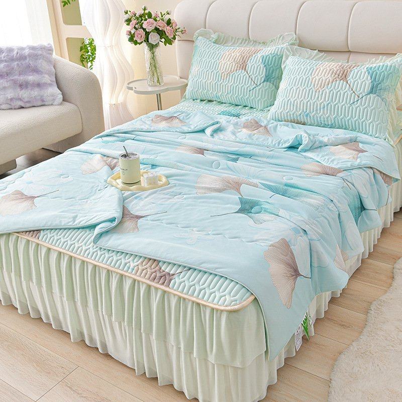 公主风乳胶凉席夏天2025新款可机洗空调床裙凉席高端冰丝席三件套,床上用品,乳胶席,淘宝优惠券,粉丝福利购,淘宝优惠卷