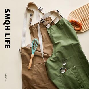个性咖啡师围裙定制logo餐饮专用奶茶店理髲时尚工作服软帆布酷