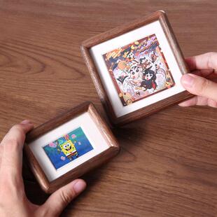 黑胡桃实木圆角迷你摆台实木小相框结婚照亲子照洗照片装裱