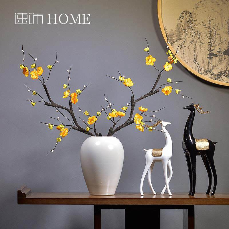 新中式白色陶瓷花瓶客厅玄关餐桌样板间插花现代简约装饰花艺摆件,家居饰品,花瓶,淘宝优惠券,粉丝福利购,淘宝优惠卷