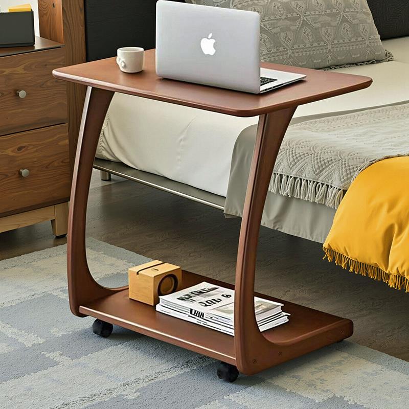 全实木沙发边几小边桌移动桌子带轮迷你茶几客厅小户型方角几茶台