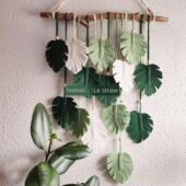 龟背竹叶子挂毯纯手工编织壁挂羽毛树叶北欧波西米亚墙饰民宿软装