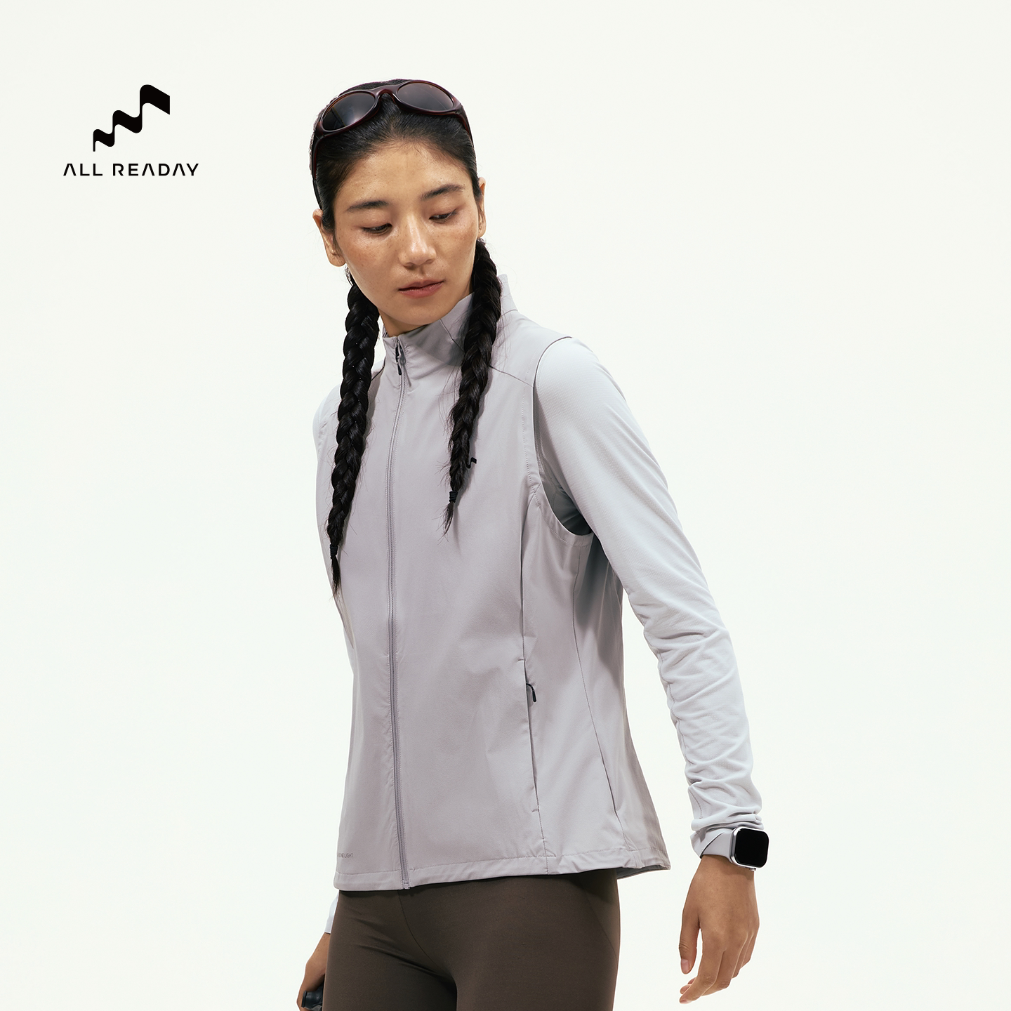 ALLREADAY新奇天 轻雾凉感马甲女户外运动立领薄款背心夏季马夹图片
