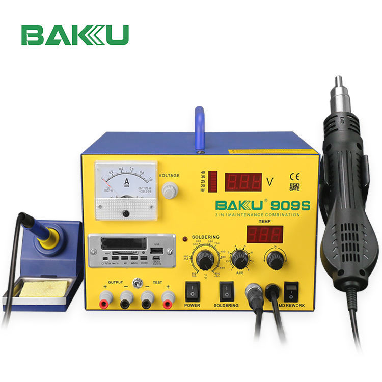巴酷BK-909S双数显热风枪电烙铁电源3合1拆焊台手机主板维修焊台图片