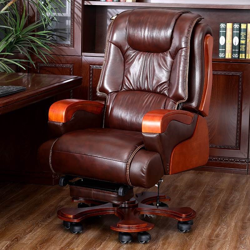 老板椅办公椅子家用电脑椅可躺按摩牛皮大班椅书房椅升降转椅