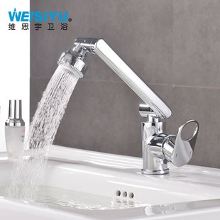 铜新款摇摆360度旋转冷热烤漆黑脸盆水龙头电镀洗漱面盆单孔龙头