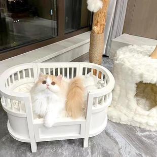 通用木质猫窝狗窝抖音仙气摆拍大号网红猫床 猫咪公主床可拆洗四季