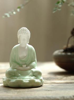 陶瓷家居桌面禅意摆件如来佛祖精致观音佛像工艺礼品摆饰车载室内