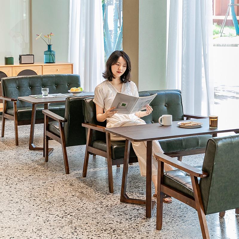 网红咖啡馆沙发奶茶店桌椅组合酒吧休息区接待洽谈卡座双人沙发椅