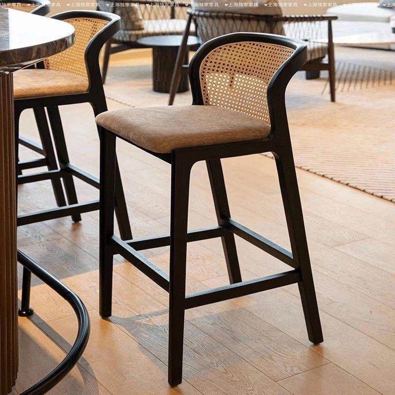 北欧实木高脚椅家用高脚凳子客厅岛台餐椅吧台椅前台藤编吧台椅,住宅家具,家用高脚椅,淘宝优惠券,粉丝福利购,淘宝优惠卷