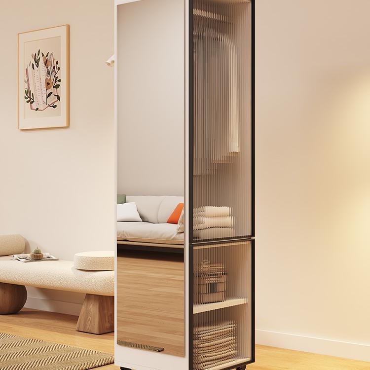 实木芯穿衣镜挂衣架一体落地镜收纳柜家用镜子衣帽架室储物试衣镜