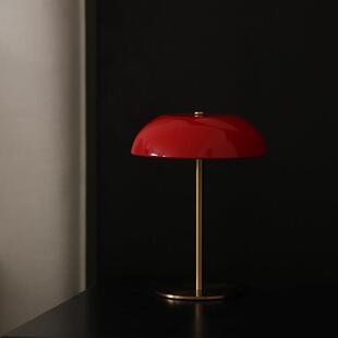 芥子家居北欧桌面充电小夜灯法式床头灯覆古卧室金属中古红色台灯