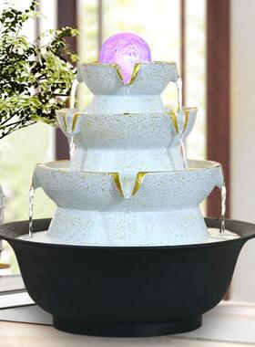 欧式流水喷泉桌面小摆件装饰礼品创意简约水景开业酒吧装饰礼品