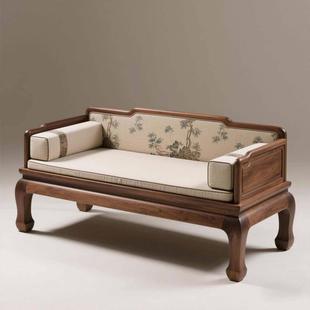 新中式实木罗汉床2025新款高端黑胡桃木禅意家用客厅沙发罗汉榻