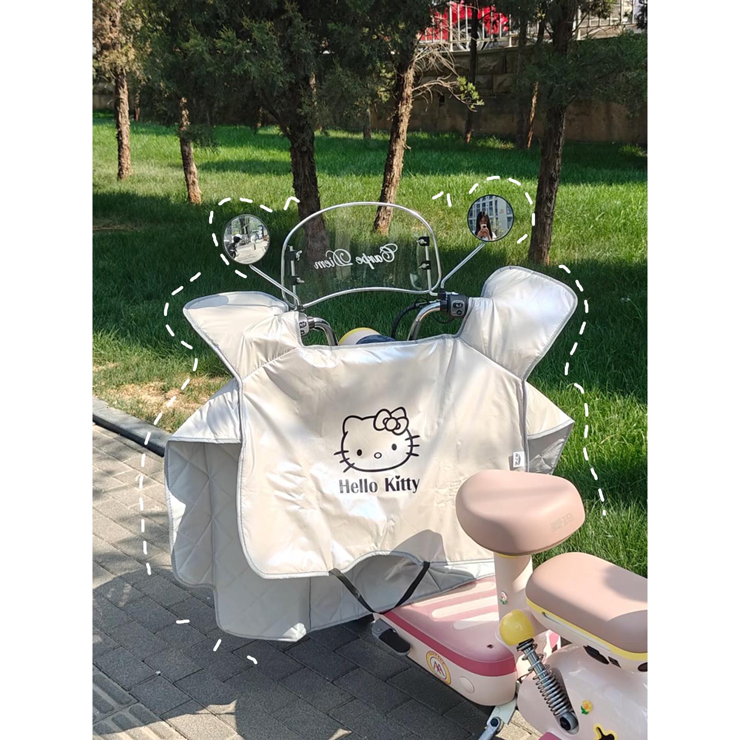 蝴蝶结小猫电动车挡风被夏季防晒防雨罩冬季防风防水电瓶车2025新