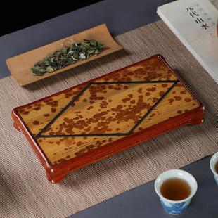 手工梅妃竹竹编茶盘客厅家用壶承泡茶台干泡盘托盘茶具 竹柒阁中式