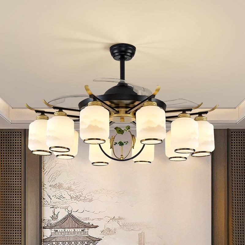 【鱼戏莲间】 吊扇灯新中式 2024客厅隐形一体风扇吸顶灯餐厅吊灯