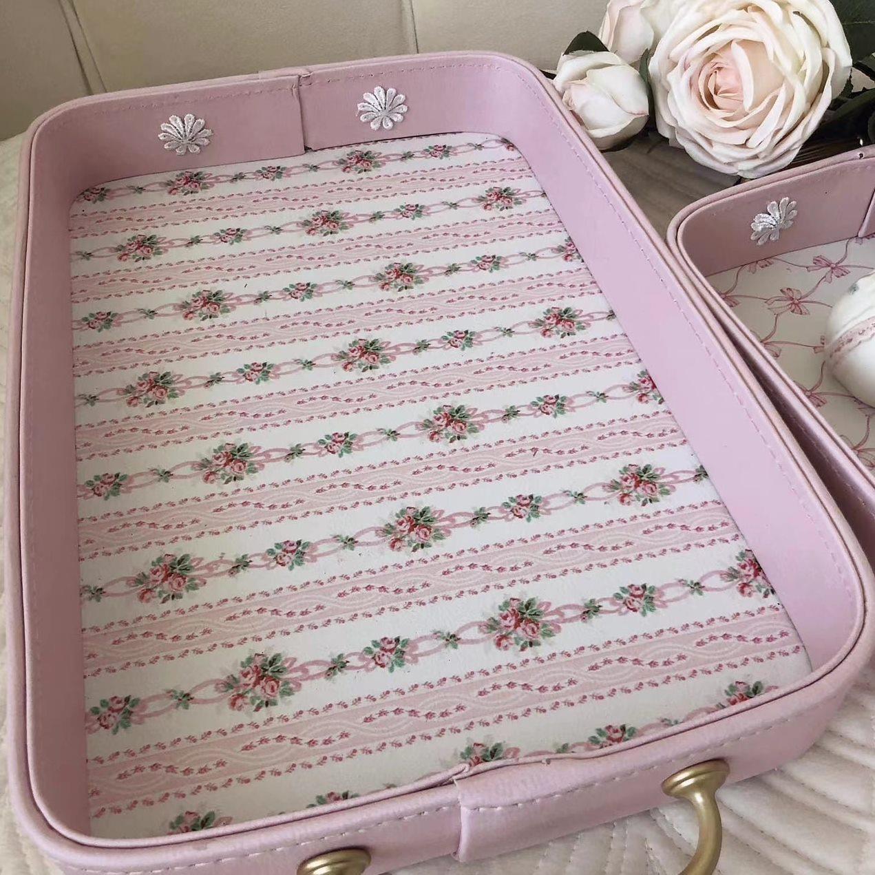 欧式茶盘颜值爆表覆古金色手柄收纳托盘长方形茶杯盘拍照道具盘子