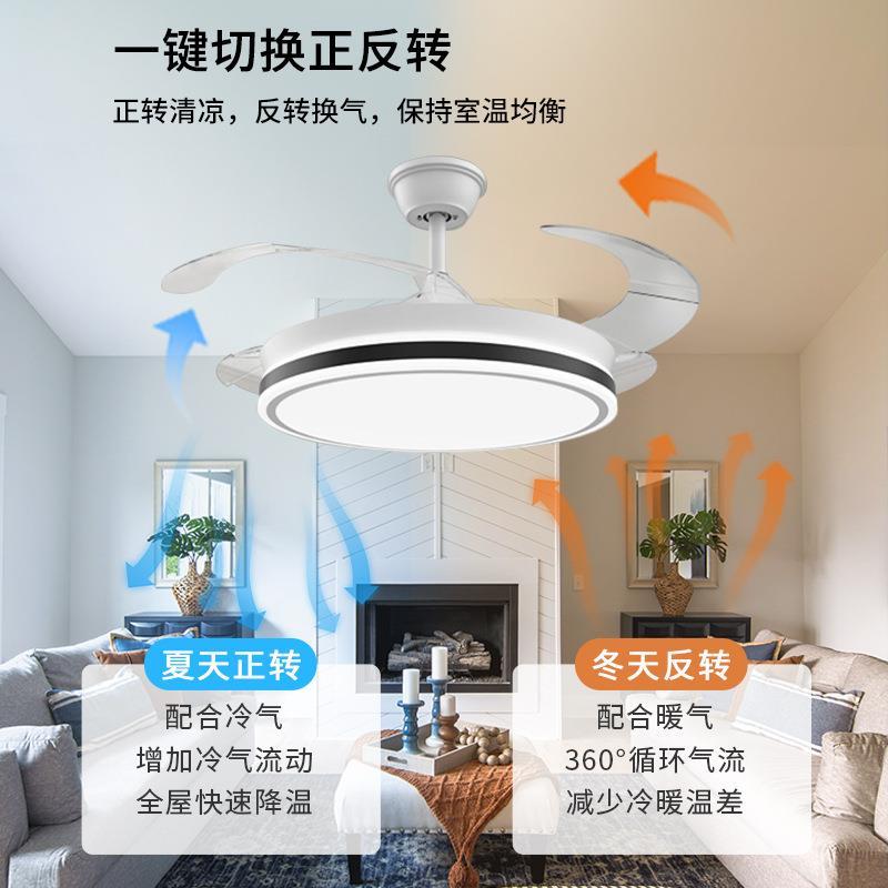 【折扣价】厅家用智能频变风扇灯客室隐形吊扇卧灯大风力一体静音