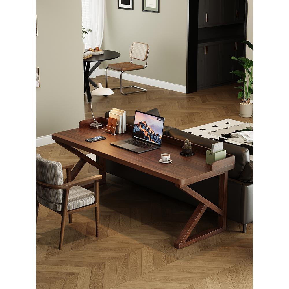 白蜡木挡板电脑桌实木书桌南美胡桃木卧室写字台樱桃木高档办公桌