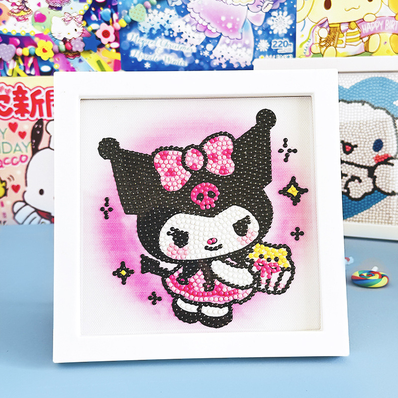 幼儿园儿童卡通钻石画带框手工DIY满钻贴画砖石画益智玩具
