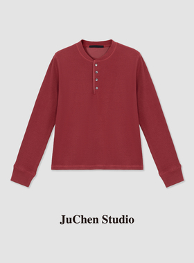 秋季华夫细格亨利领 休闲棉质纯色长袖T恤显瘦上衣女 FW111786