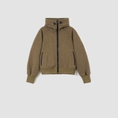 厚实保暖分割设计羊毛混纺连帽拉链外套 二米专享 FW091491