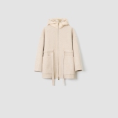 羊毛桑蚕丝混纺双面呢连帽大衣FW081479 衣橱 二米专享 法式