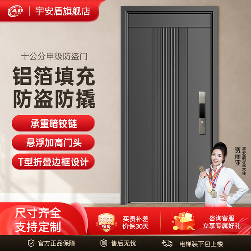 宇安盾甲级防盗门家用入户门智能安全门轻奢单开门进户门子母门