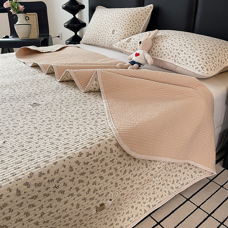 A类水洗棉床盖三件套学生宿舍垫子春夏季绗缝榻榻米大床单可定制