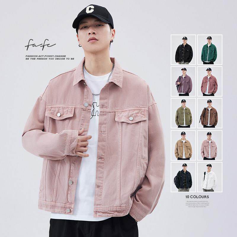 FAFC2024秋季纯棉牛仔衬衫男款美式纯色潮流休闲百搭夹克长袖外套