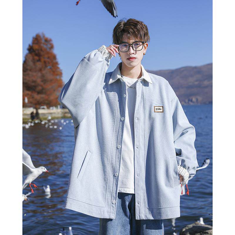 旋律风车灯芯绒外套男士秋季痞帅潮牌衣服青少年休闲春秋翻领夹克