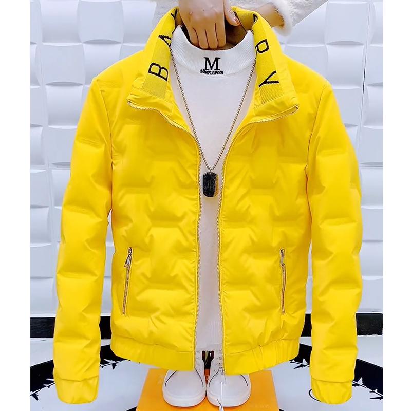 羽绒服男冬季轻薄韩版免洗网红棉衣精神小伙棉服字母外套男立领