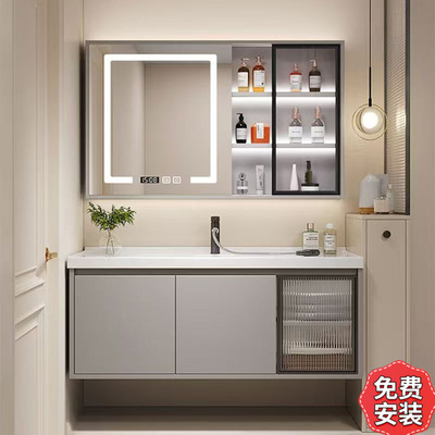 浴室柜洗脸盆柜组合陶瓷一体盆实木多层免漆卫生间洗漱台洗手池镜