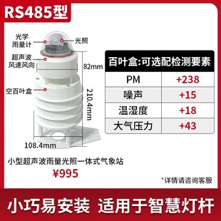 雨量传感器农林气象降雨测量仪自动监测站485脉冲智能光学雨量计