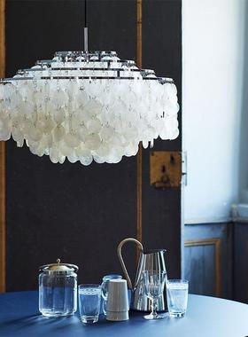 意大利verpan法式复古奶油客厅主灯贝壳风铃吊灯设计师餐厅卧室灯