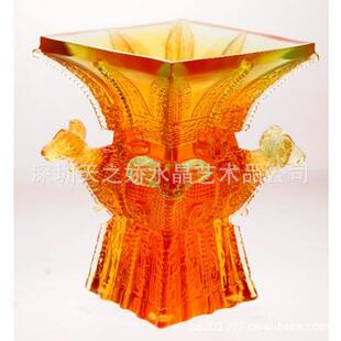 名扬四方琉璃鼎三羊开泰金瓦永固琉璃四羊方尊琉璃摆件鼎工艺品