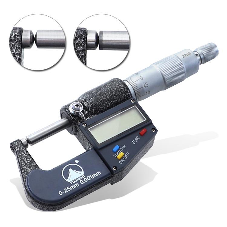 数显千分尺圆头 0-25mm壁厚外径千分尺公英制螺旋测微器