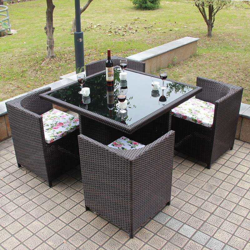 藤椅茶几五件套组合户外阳台花园藤编桌椅仿藤酒吧休闲椅套装