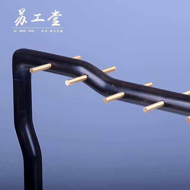紫光檀木明式木质笔架文房四宝毛笔架古典摆件书桌文昌笔挂工艺品