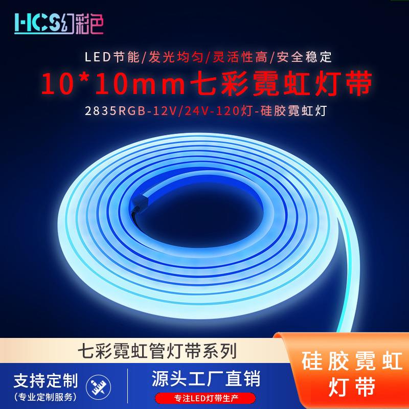 2835RGB七彩渐变120灯户外装饰亮化低压12V24V1010MM霓虹管灯带
