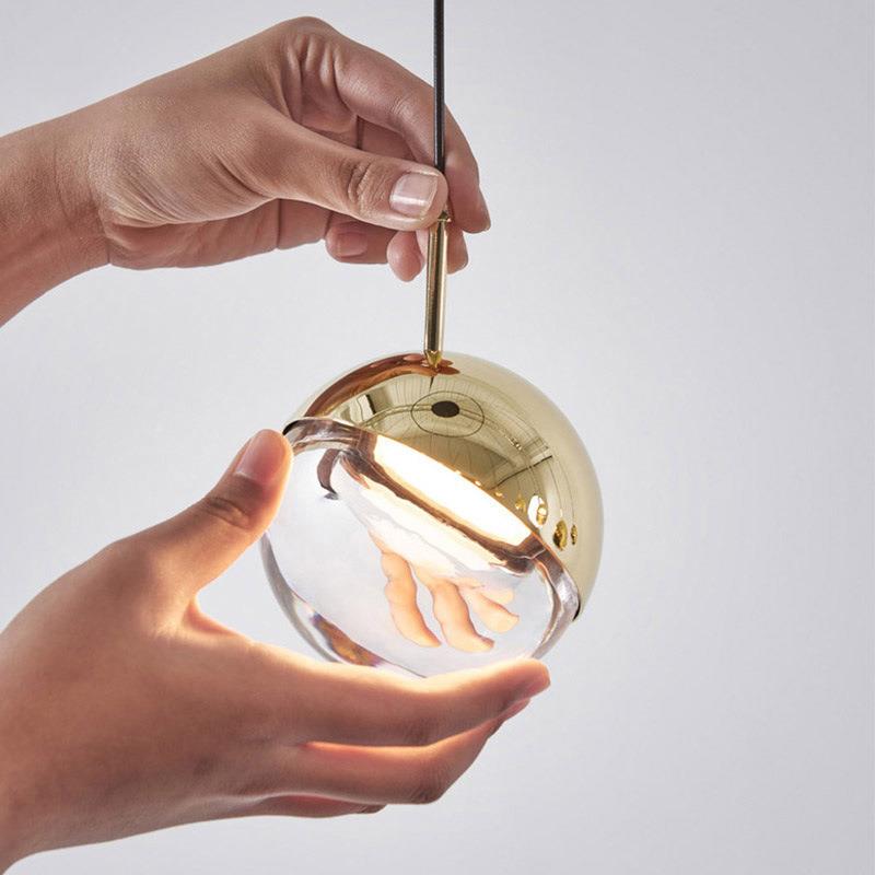 床头小吊灯北欧卧室单头长餐厅吧台创意半圆玻璃球简约后现代吊灯