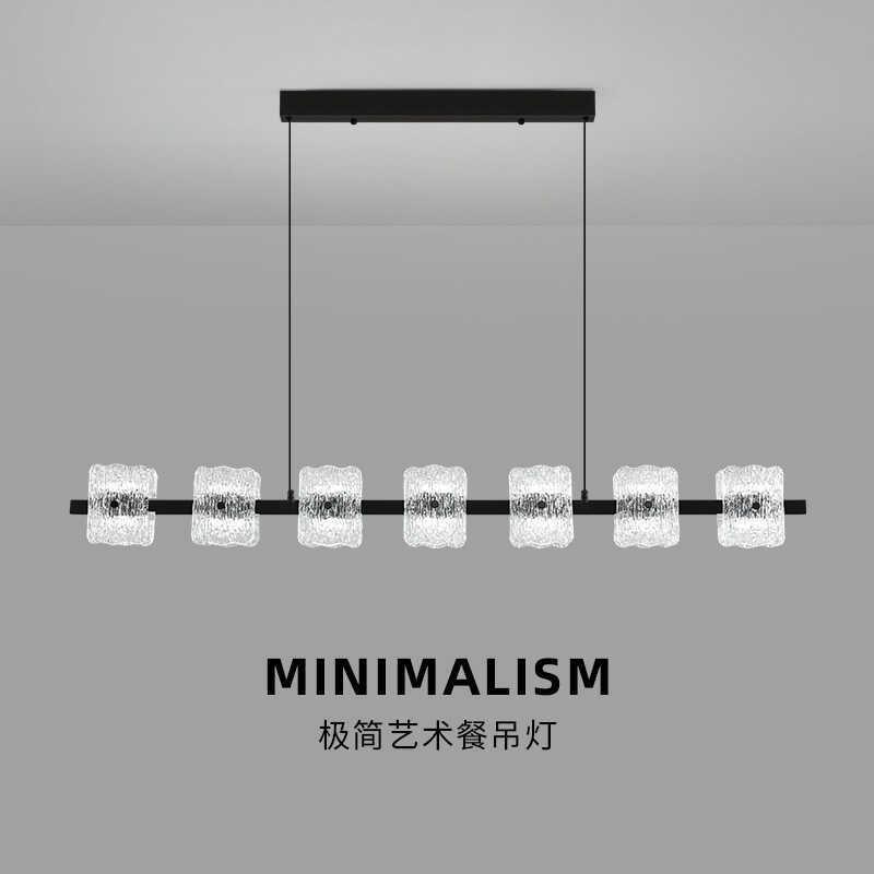 意式极简一字餐厅吊灯现代简约新款设计师创意吧台高端玻璃长条灯