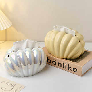 奶油风纸巾盒陶瓷高级纸抽盒创意家用客厅餐桌抽纸盒装饰餐巾纸盒