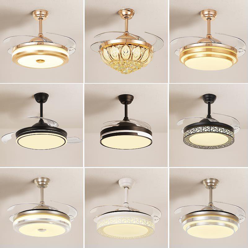 风扇吊灯现代简约家用客厅餐厅卧室隐形吸顶一体静音led吊扇灯具